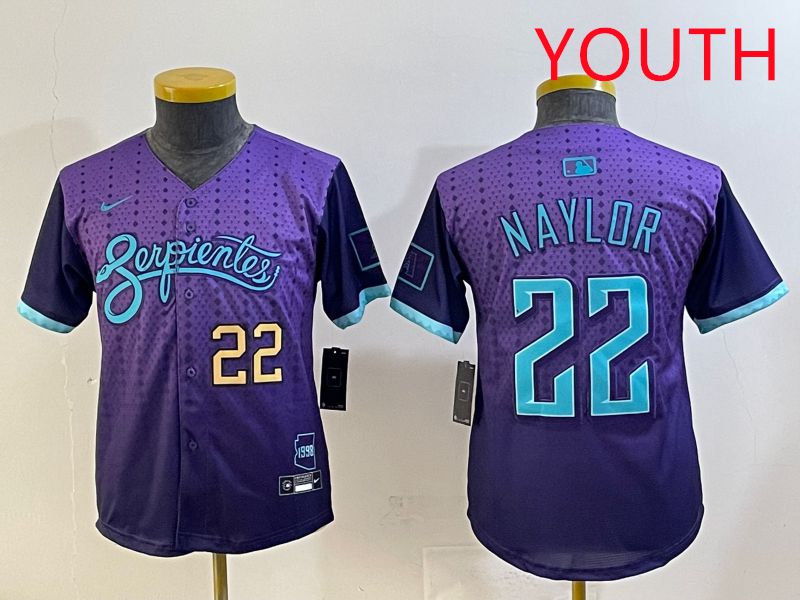 Youth 2025 Arizona Diamondback #22 Naylor Purple Joint Name Nike MLB Jersey style 3->youth mlb jersey->Youth Jersey